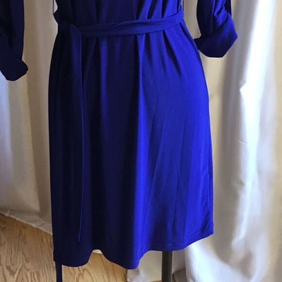 3/4 sleeve dress with belted waist in size PS in a royal blue color - Picture 4 of 16